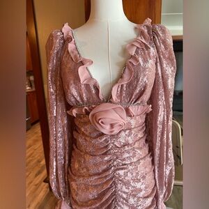 For Love And Lemons Pink Ruffle Mini Dress